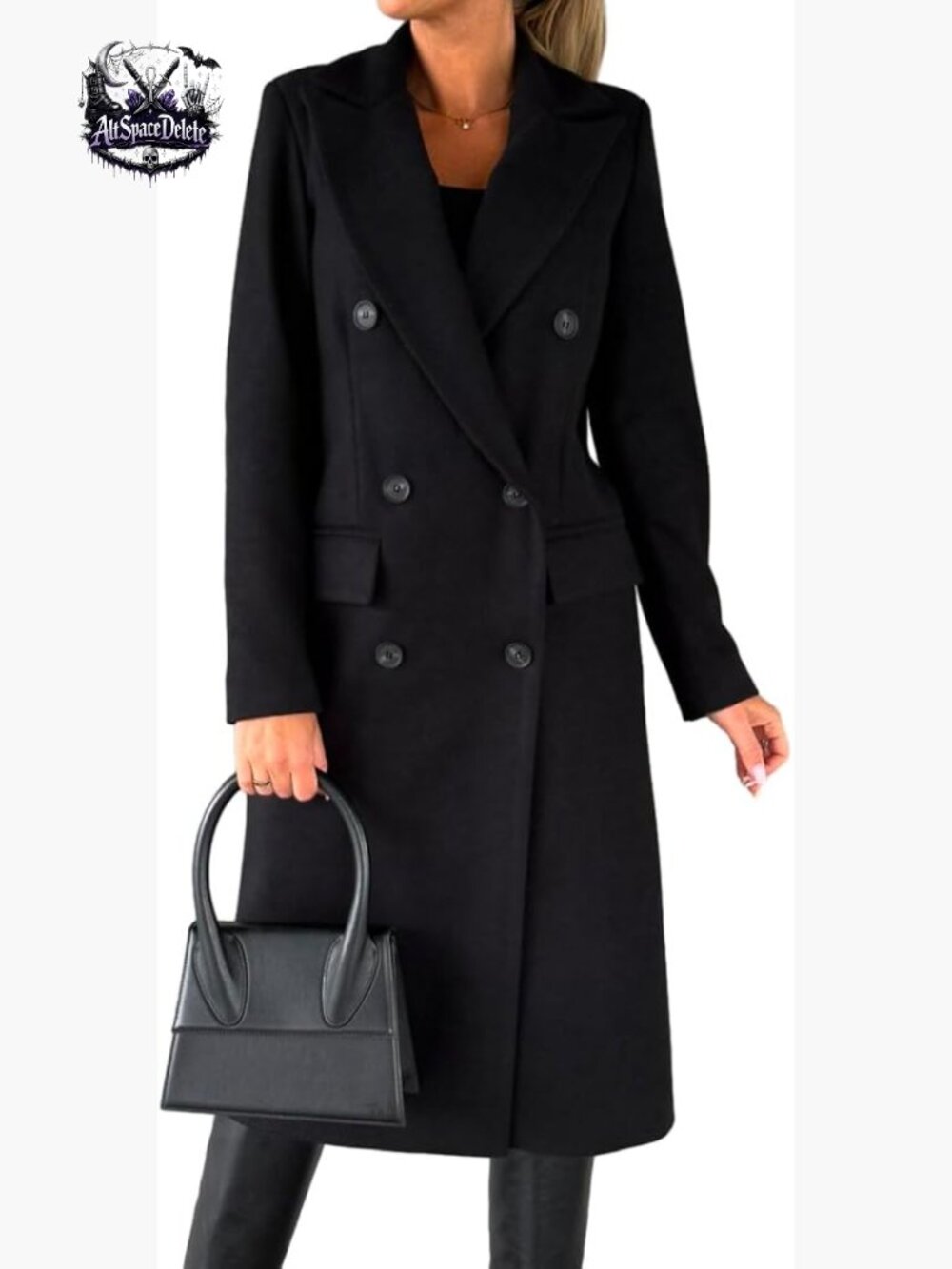 Long Wool Pea Coat Double Breasted Trench Below Knee Winter Coat - Picture 1 of 3